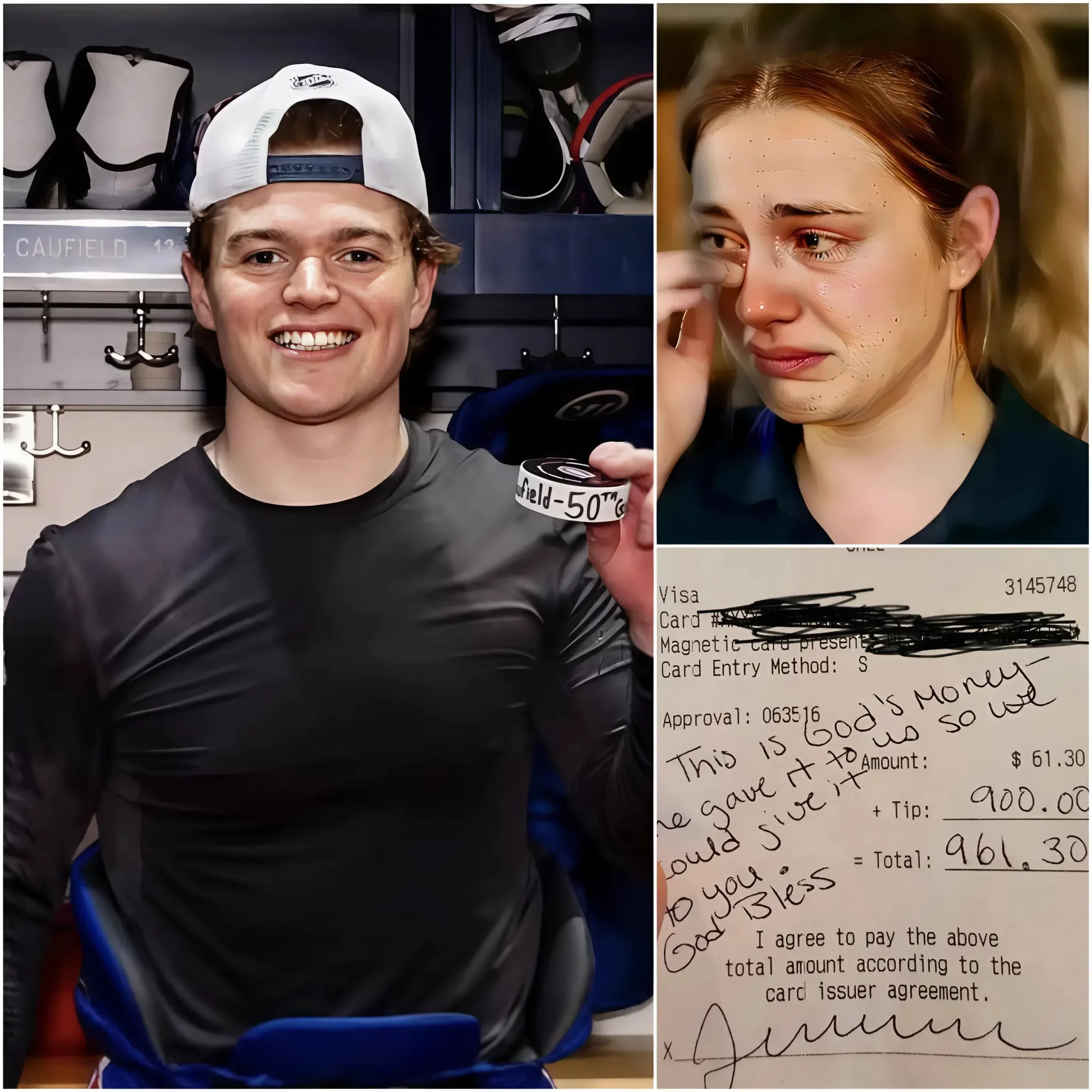 Cover Image for ❤️ Sera, une serveuse de 22 ans dans un petit café familial à Dublin, était loin de se douter que l’homme calme et poli qu’elle servait était Cole Caufield, l’attaquant talentueux des Montreal Canadiens et l’une des jeunes stars les plus respectées et discrètes du hockey.