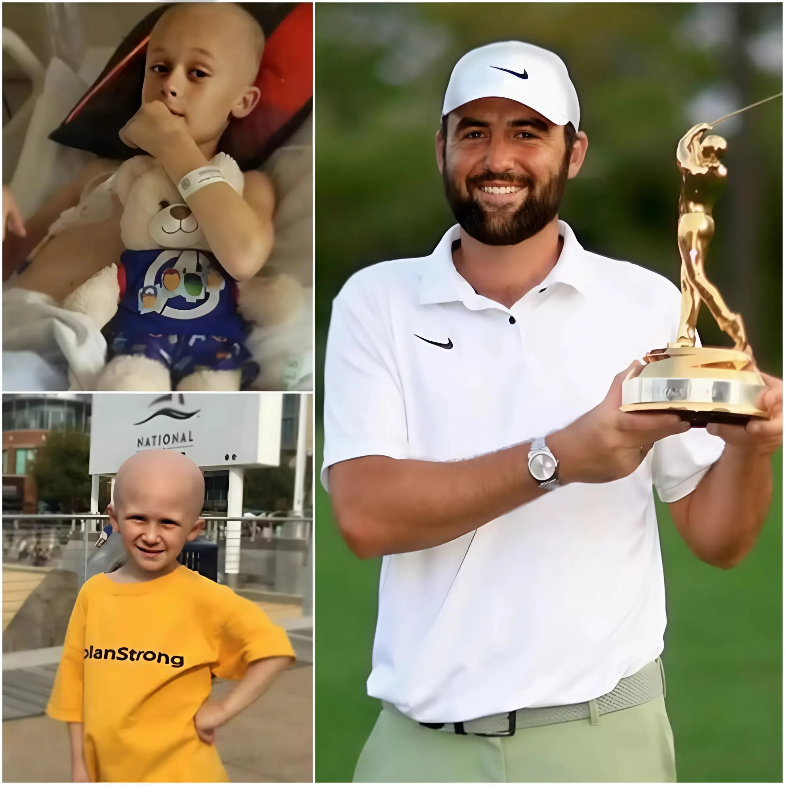 Cover Image for ❤️ 7-Year-Old Boy with Terminal Brain Cancer: His Final Wish Was Simply to Meet Scottie Scheffler. In a story that is both heartwarming and deeply poignant, a 7-year-old boy battling terminal brain cancer sought neither travel nor lavish gifts