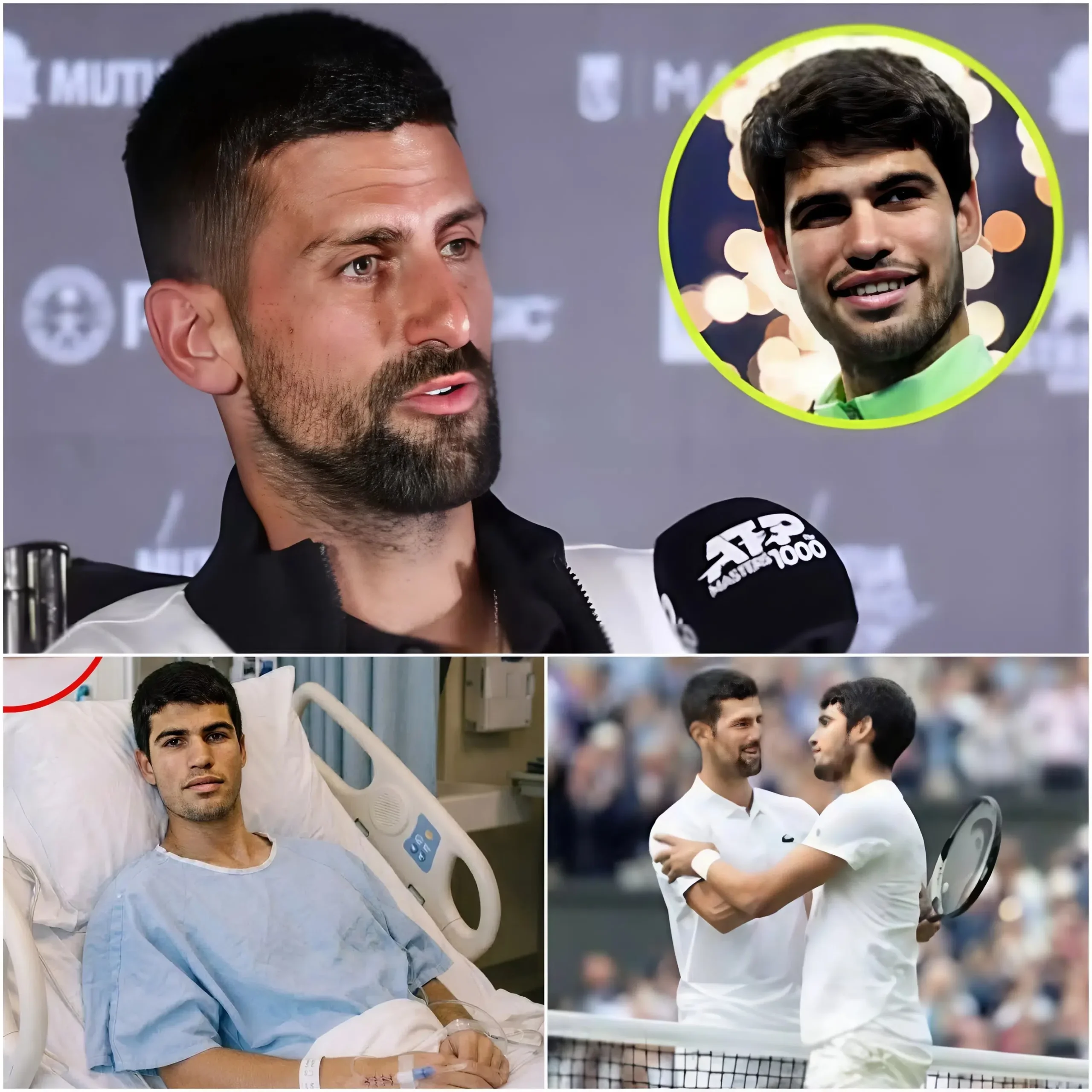 Cover Image for 🎾❤️ Novak Djokovic is said to have secretly sent Carlos Alcaraz a touching 13-word message after the Spaniard suffered an injury, and this act is now touching the hearts of the global tennis community.