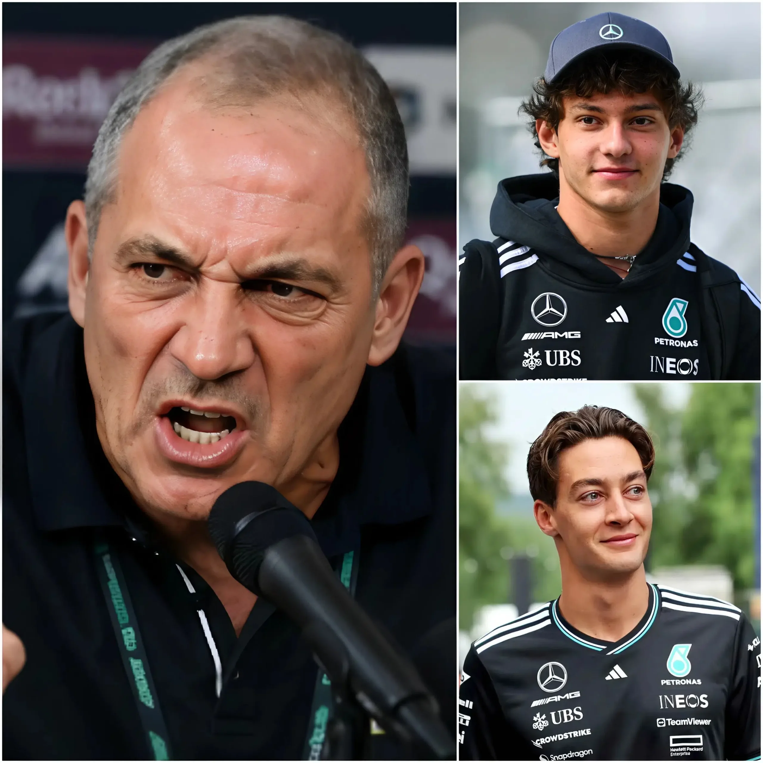 Cover Image for “‘THEY TRIED TO MAKE MY SON LOOK LIKE A CHEATER, JUST BECAUSE THEY COULDN’T ACCEPT HIS VICTORY!’” — Marco Antonelli reportedly lashed out after George Russell allegedly asked the FIA to investigate Kimi over suspected dangerous driving and intentional collision, accusing parts of the paddock of trying to overshadow the young Italian driver’s victory… 👇