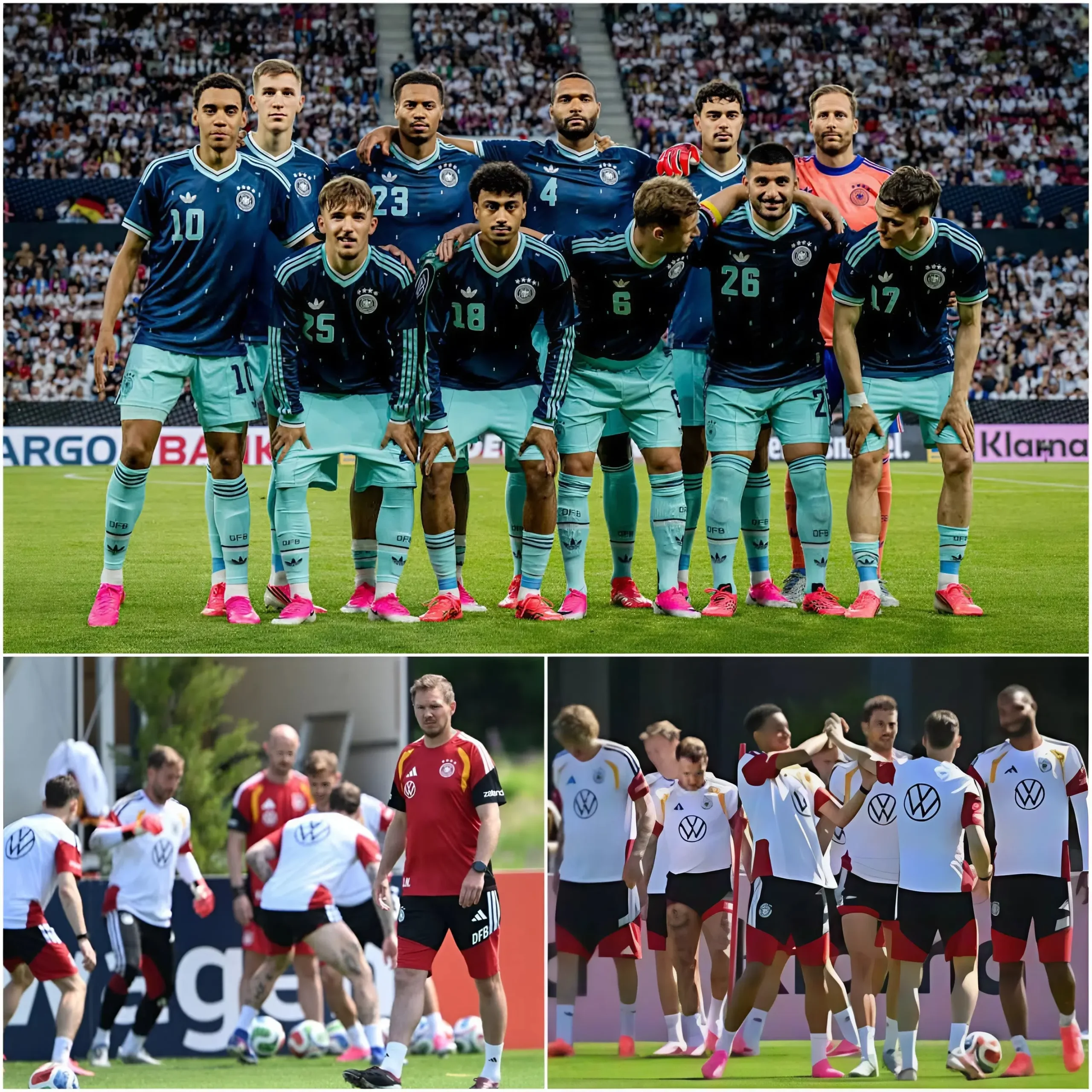 Cover Image for 🛑 Die deutsche Nationalmannschaft hat nach ihrer ersten Trainingseinheit unmittelbar nach der Ankunft in der US-Stadt Houston ein Mannschaftsfoto veröffentlicht.