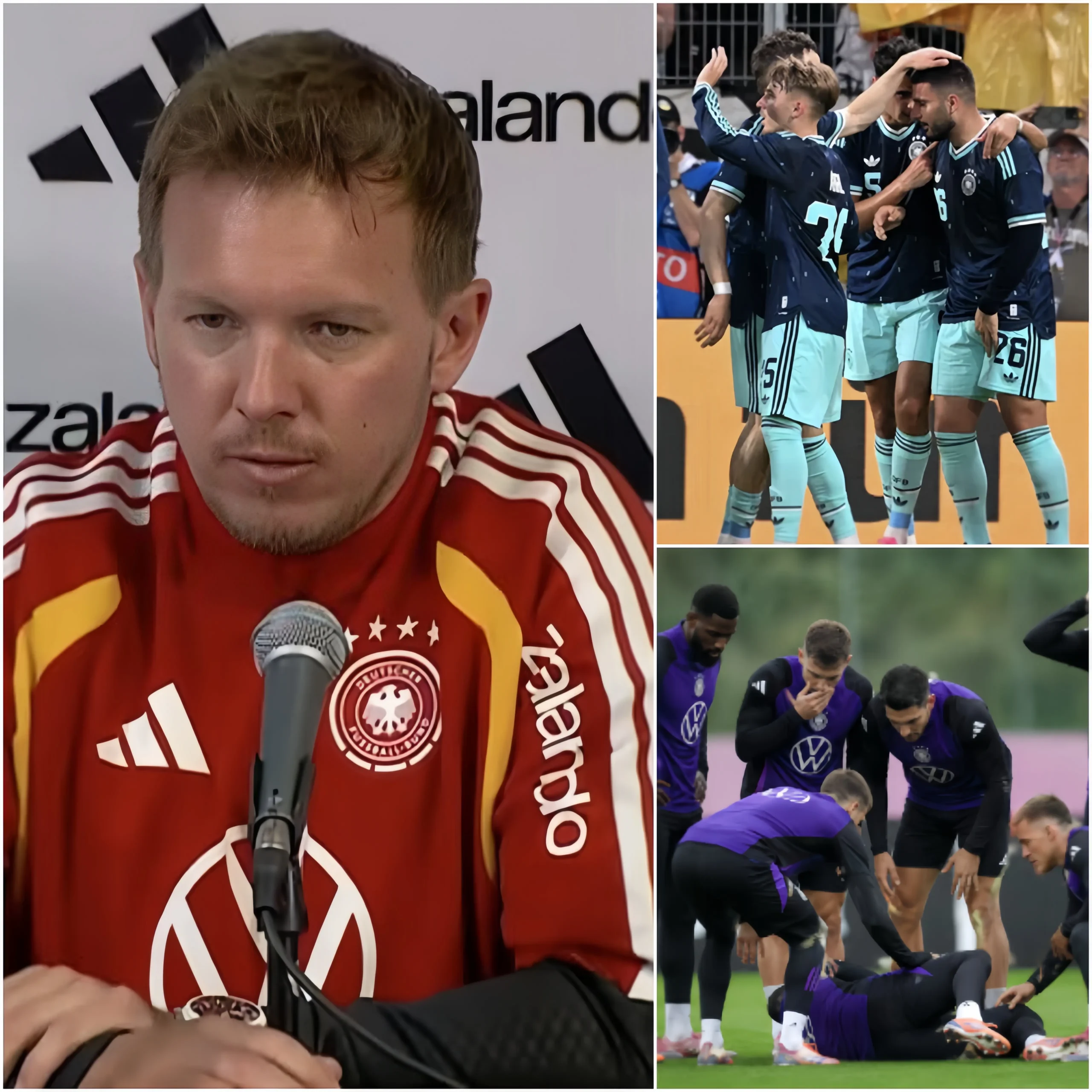 Cover Image for 🚨 HERZZERREISSENDE NACHRICHTEN FÜR DIE DEUTSCHE NATIONALMANNSCHAFT! Julian Nagelsmann hat die Fans soeben fassungslos gemacht, indem er bestätigte, dass sich Lennart Kar heute im Training schwer verletzt hat.