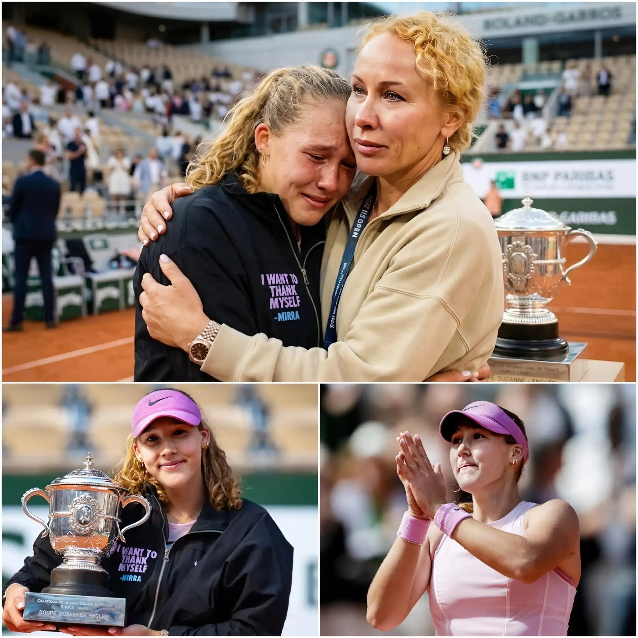 Cover Image for 😭🏆 « MAMAN, JE L’AI FAIT… CETTE VICTOIRE EST POUR TOI ! » — Mirra Andreeva a fondu en larmes juste après avoir été sacrée championne à Roland-Garros, mais ce qui a ému des millions de supporters n’était ni le trophée ni l’ovation assourdissante du public.