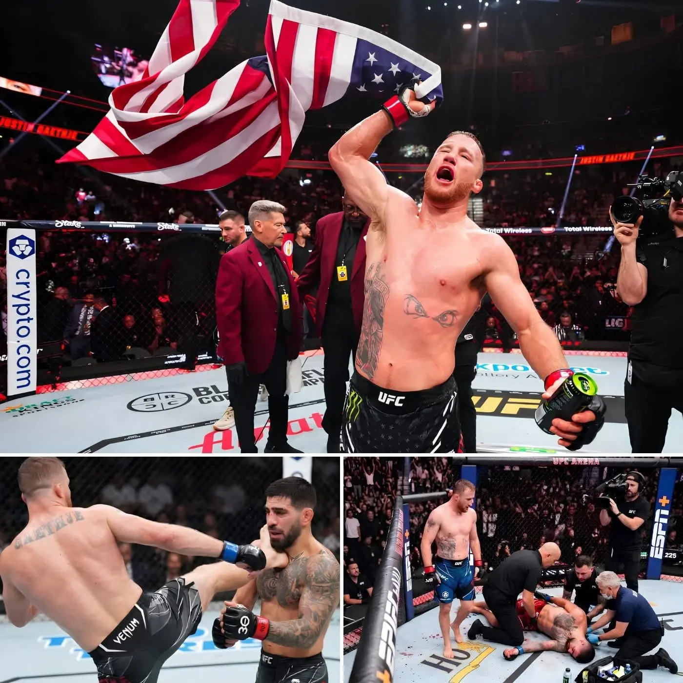 Cover Image for “YOU’RE NOT BUILT FOR THIS VIOLENCE…” — JUSTIN GAETHJE DELIVERS ON HIS PROMISE BY DESTROYING ILIA TOPURIA IN A FIGHT THAT LEAVES THE MMA WORLD IN SHOCK