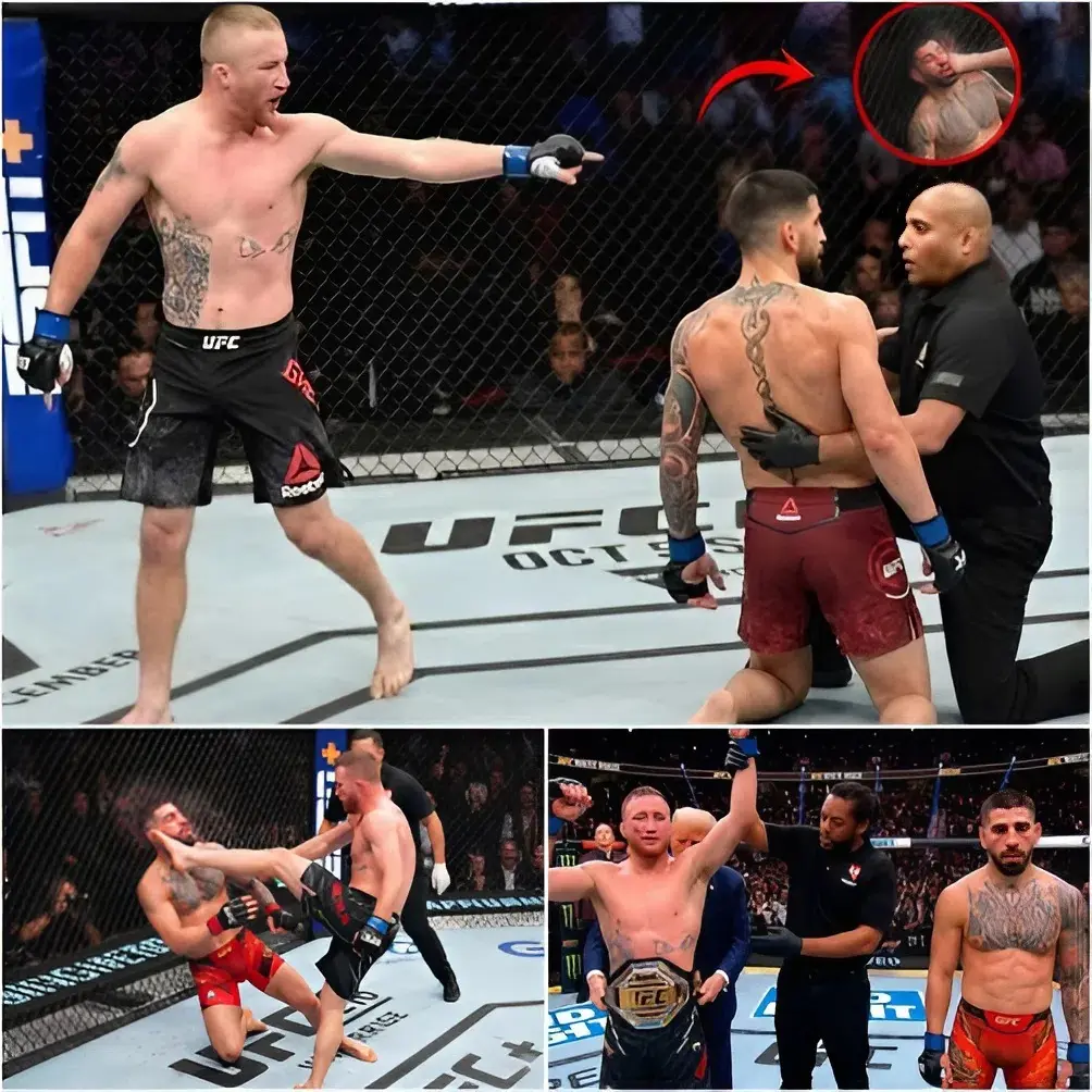 Cover Image for “THE KING HAS BEEN UNMASKED!” — Justin Gaethje brutally knocks out Ilia Topuria to defend his throne.