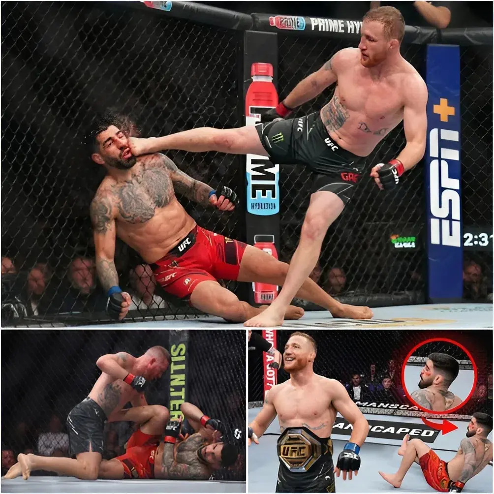 Cover Image for 🔥”An unexpected collapse!” — Justin Gaethje finished off Ilia Topuria with a brutal KO in the 25th minute.