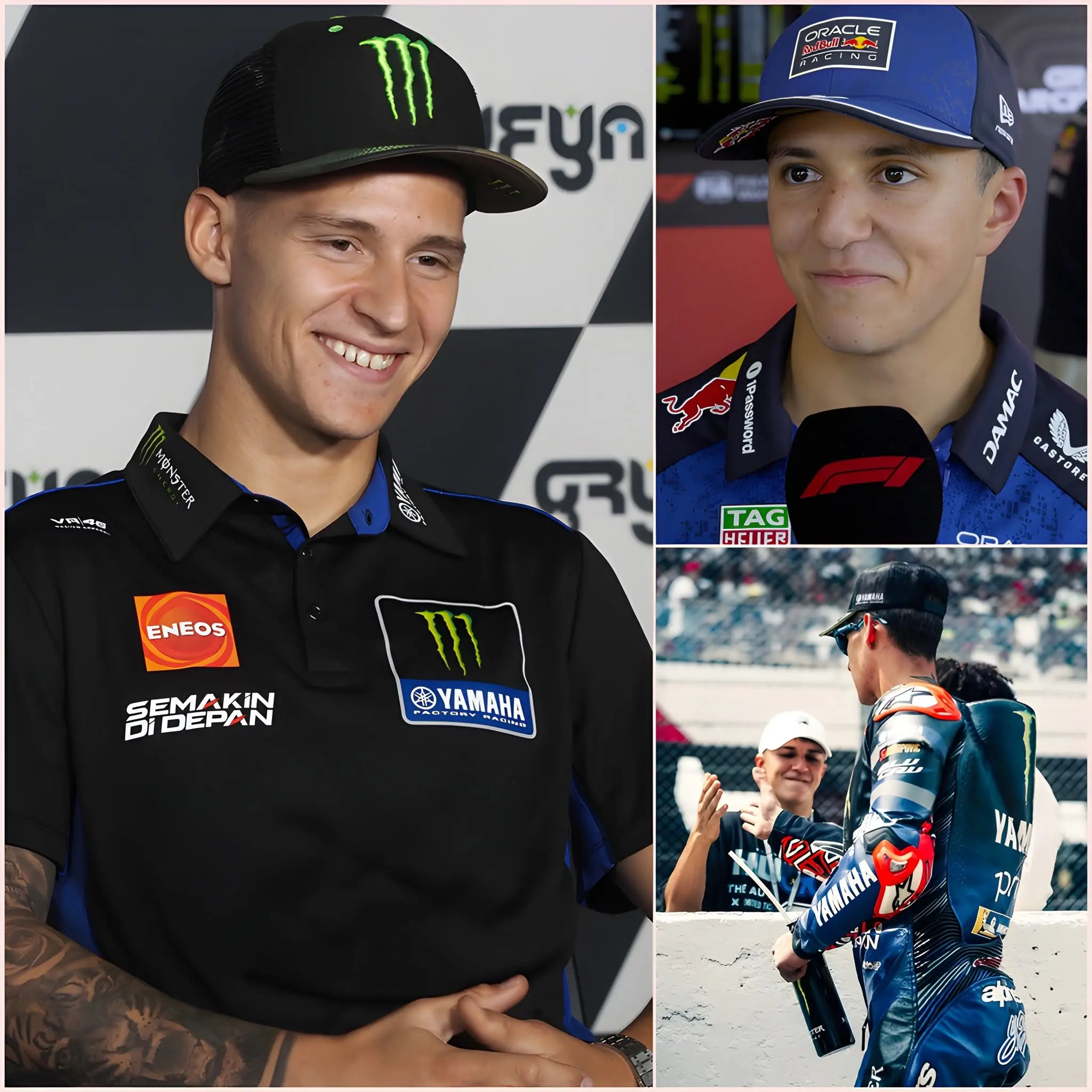 Cover Image for ❤️ RESPECT : « JE NE ME RETROUVE EN PERSONNE… SAUF CHEZ UN “MONSTRE” QUI EST EN TRAIN D’INQUIÉTER TOUT LE MONDE EN F1. » Fabio Quartararo a surpris les supporters en admettant franchement qu’Isack Hadjar est le pilote de Formule 1 qui lui ressemble le plus.