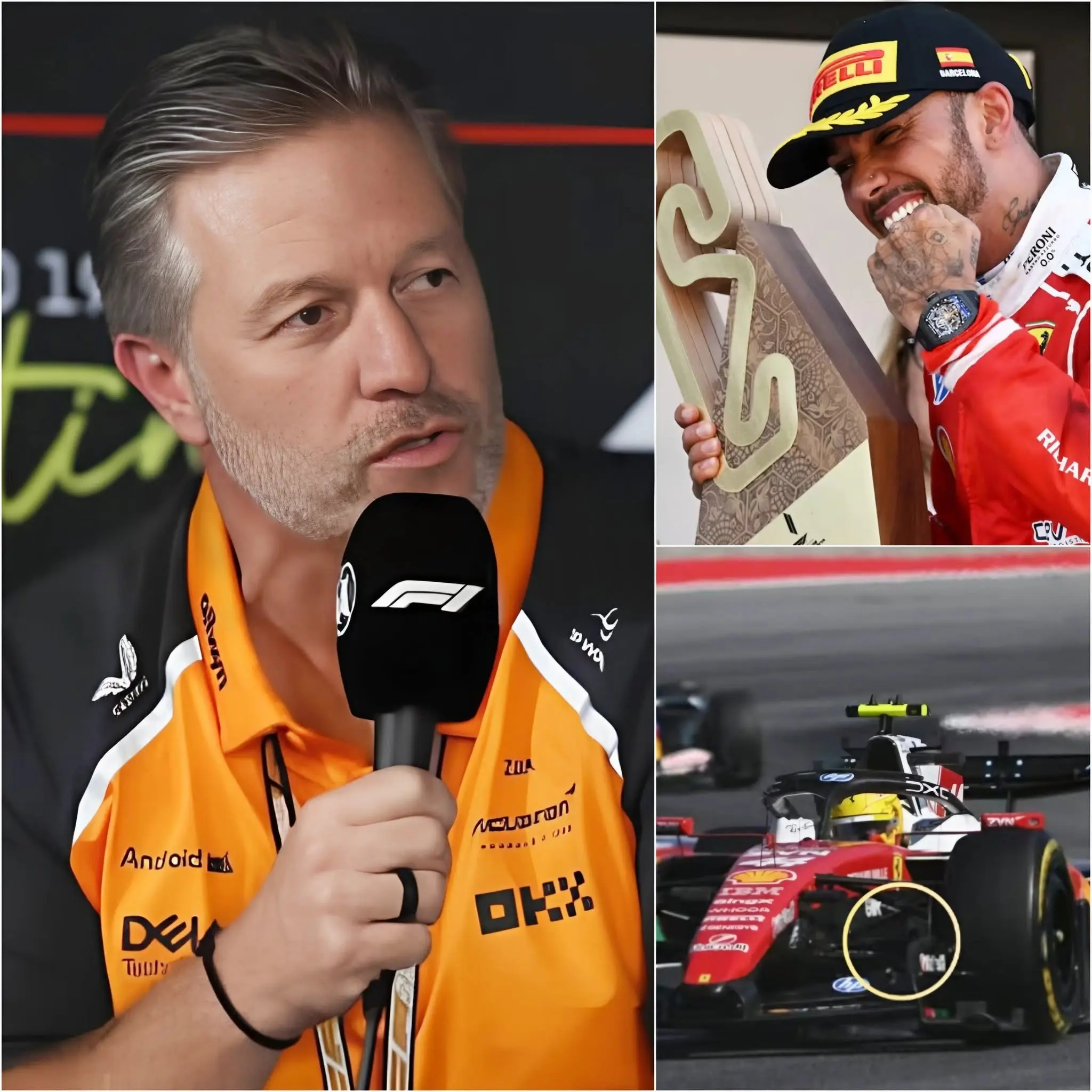 Cover Image for ÚLTIMA HORA🛑: Zak Brown ha acusado inesperadamente a Lewis Hamilton de tener una “ventaja inexplicable” tras la carrera de Barcelona. Afirma que Hamilton se benefició de un “efecto aerodinámico inusual” cuando estaba en posición T