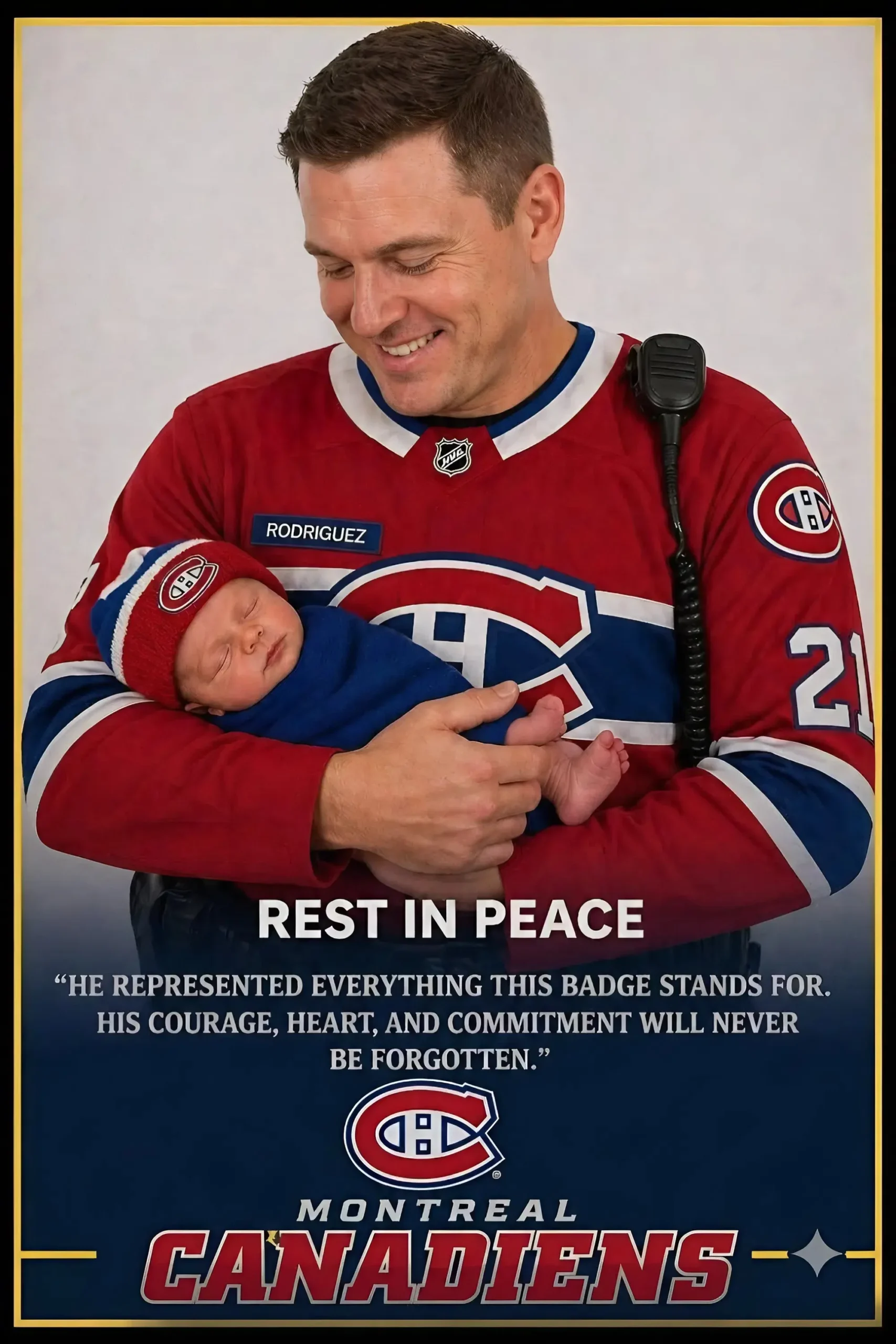 Cover Image for 🚨 REPOSE EN PAIX : David Rodriguez, agent de police affecté aux matchs des Montreal Canadiens et visage bien connu de l’aréna depuis de nombreuses années, est tragiquement décédé à la suite d’un grave accident.