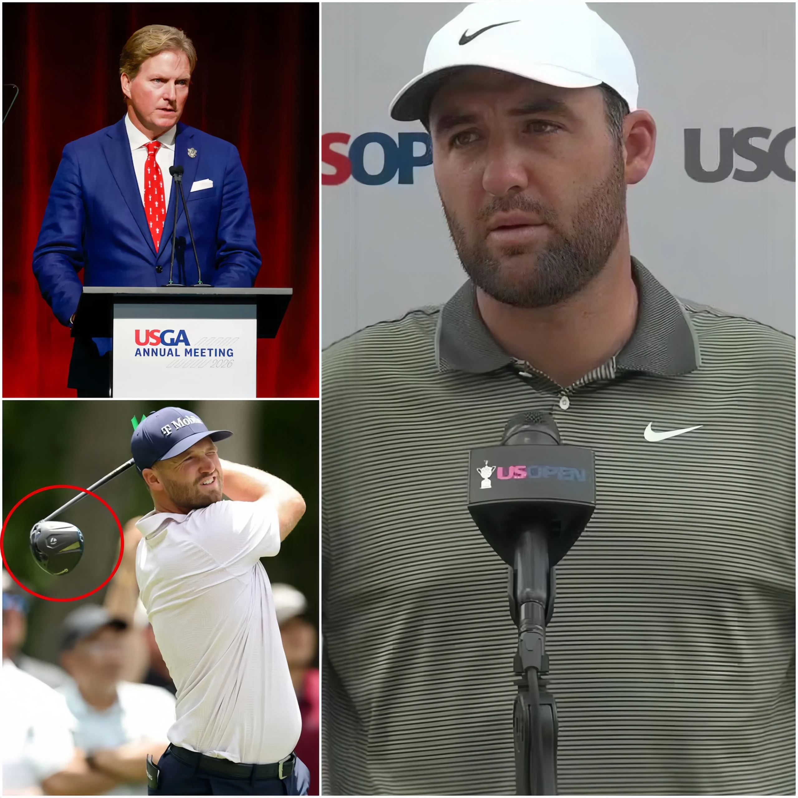 Cover Image for 🚨 “HE CHEATED!” Scottie Scheffler erupted in fury, pointing directly at Wyndham Clark and loudly accusing the American star of using high-tech equipment to “cheat,” demanding that the 2026 U.S. Open conduct an immediate and urgent investigation.