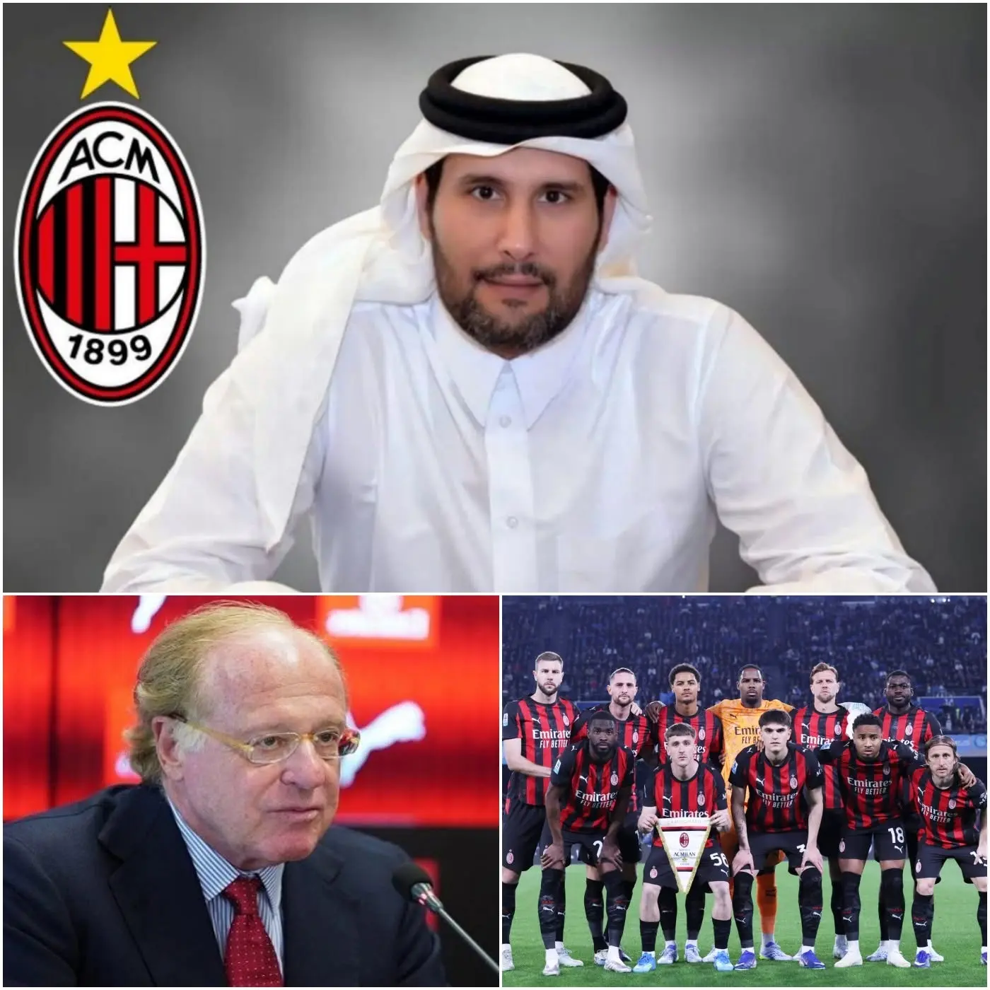 Cover Image for đšIl Principe Jassim, potente miliardario qatariota, ha ufficialmente avviato una trattativa da miliardi di dollari per lâacquisto del club AC Milan, con lâobiettivo di risollevare la squadra dopo le deludenti prestazioni recenti e promettendo di riportarla allâetĂ dâoro della Serie A.