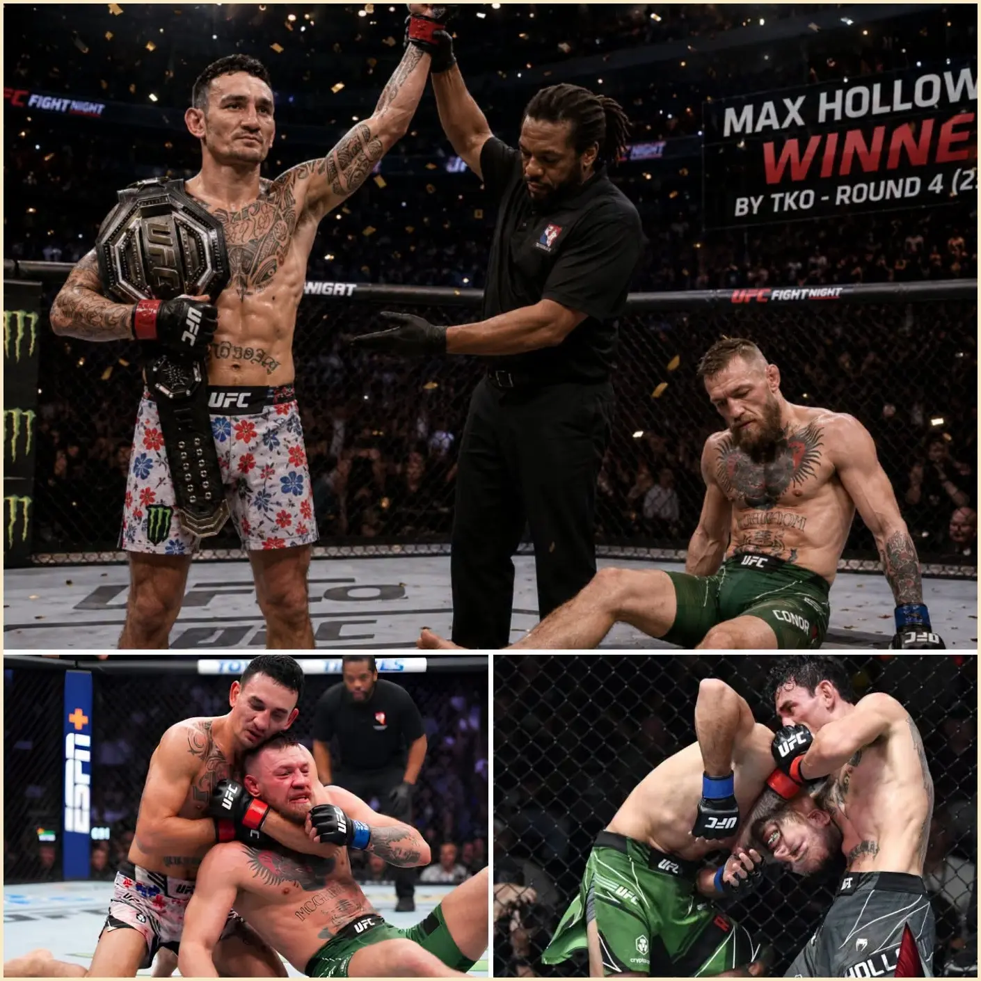Cover Image for “THE KING OR THE SURVIVOR… ONE OF THEM IS FALLING TONIGHT.” — Conor McGregor and Max Holloway Enter a Savage War, But Max Holloway Leaves the UFC World in Shock With a Brutal Finish