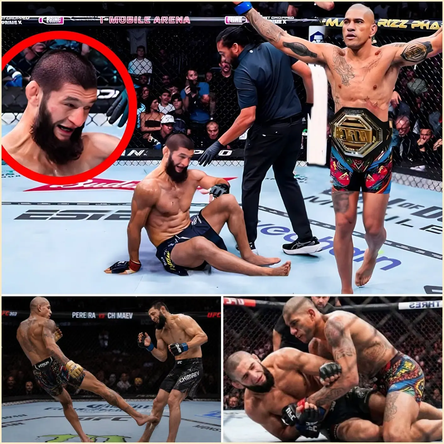 Cover Image for “THE WOLF GOT HUNTED IN BLOOD!…” — Alex Pereira Destroys Khamzat Chimaev With a Brutal Left Hook KO, Leaving the Entire MMA World Completely Speechless