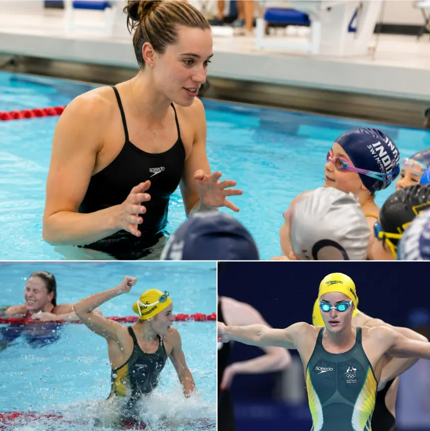 Cover Image for Olympic superstar Kaylee McKeown fired back fiercely with an abrupt, tight hug aimed at the 9-year-old boy after the “young idol” revealed a touching secret right at the pool…
