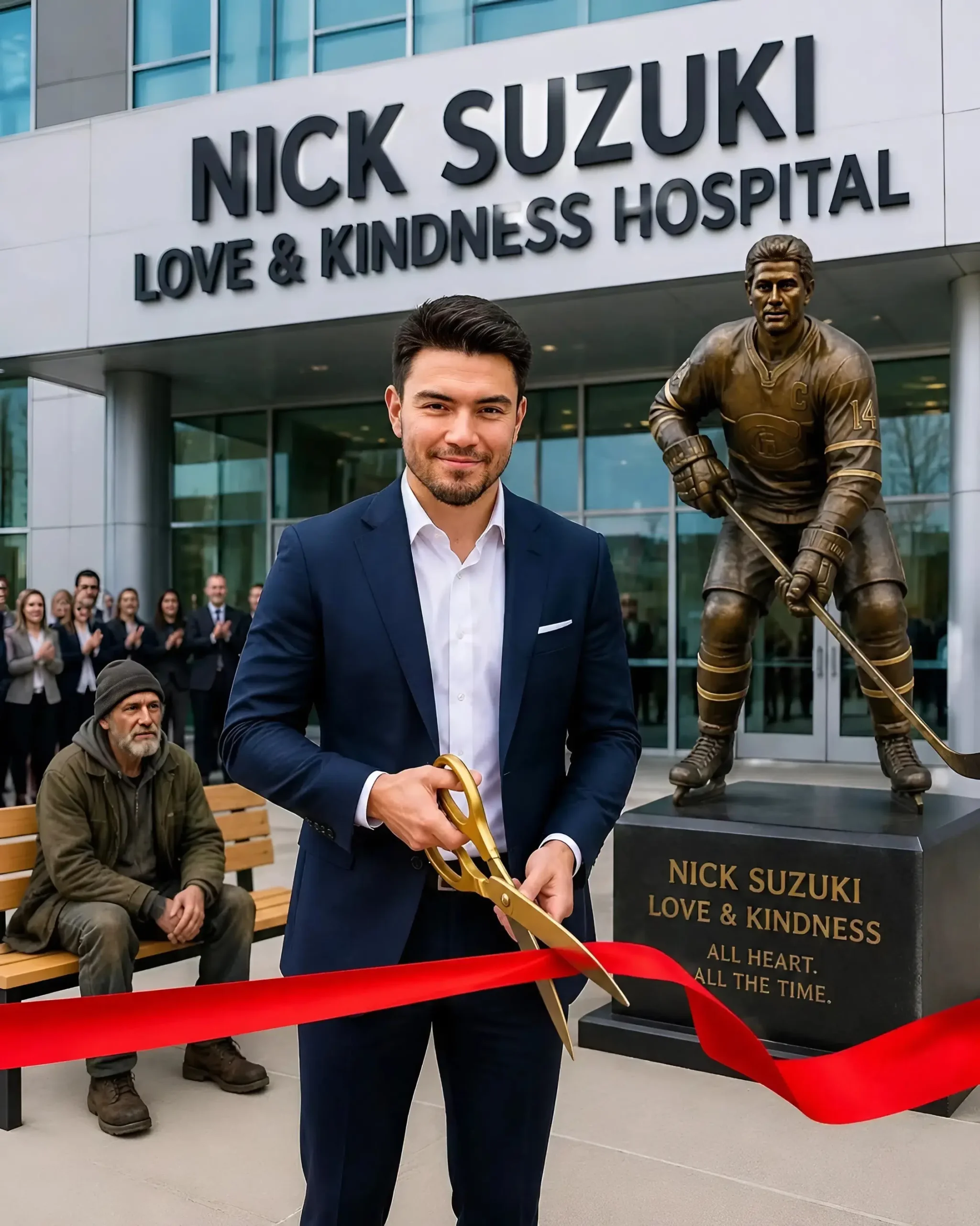 Cover Image for 🚨 UN HÉRITAGE QUI DÉPASSE LE HOCKEY : Nick Suzuki ouvre discrètement le premier centre médical entièrement gratuit du Canada pour les personnes en situation d’itinérance — déclarant : « C’est ce genre d’héritage dont je veux qu’on se souvienne. »