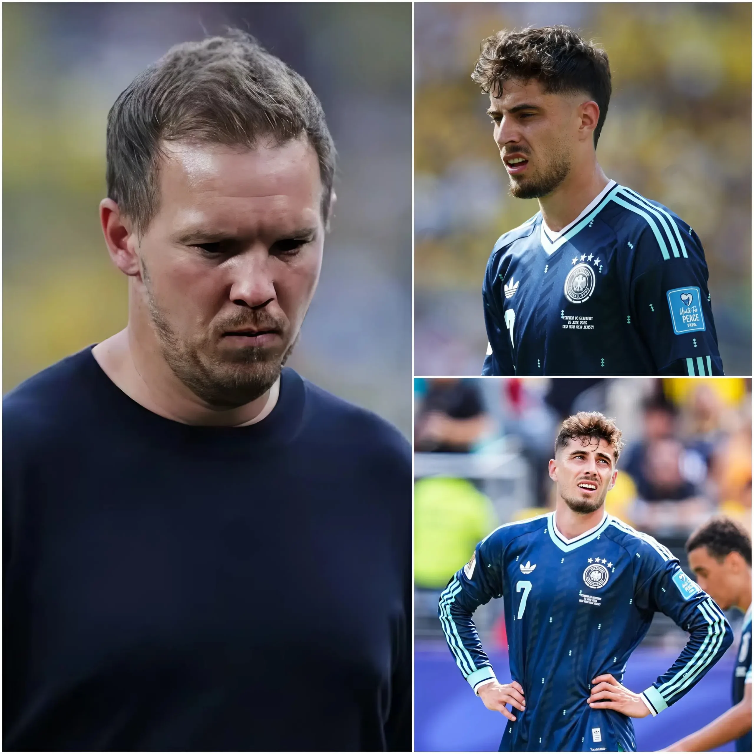 Cover Image for 🚨💔 „ER IST ERST 27 JAHRE ALT…“ – Julian Nagelsmann rang nach Worten, als er sich nach der Niederlage gegen Ecuador im letzten Gruppenspiel der WM 2026 erstmals zu Kai Havertz äußerte.