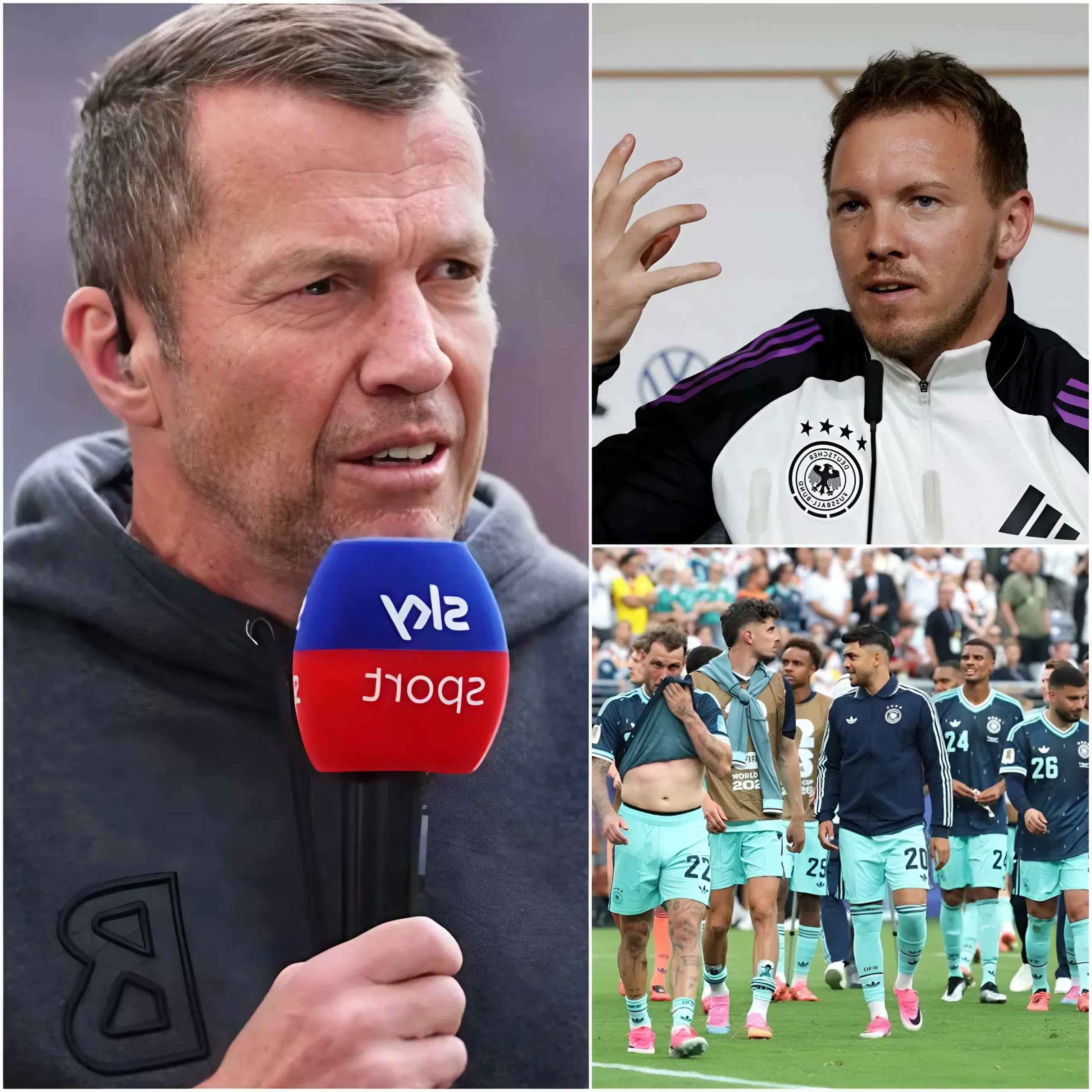 Cover Image for 🚨 „ER IST DER GRUND FÜR DIE NIEDERLAGE GEGEN ECUADOR!“ Nach der 1:2-Niederlage gegen Ecuador kritisierte Lothar Matthäus Julian Nagelsmann öffentlich. Er behauptete, die Aufstellung, das Mittelfeldspiel und das Pressingsystem hätten dazu geführt, dass Deutschland die Kontrolle über das Spiel verloren habe.