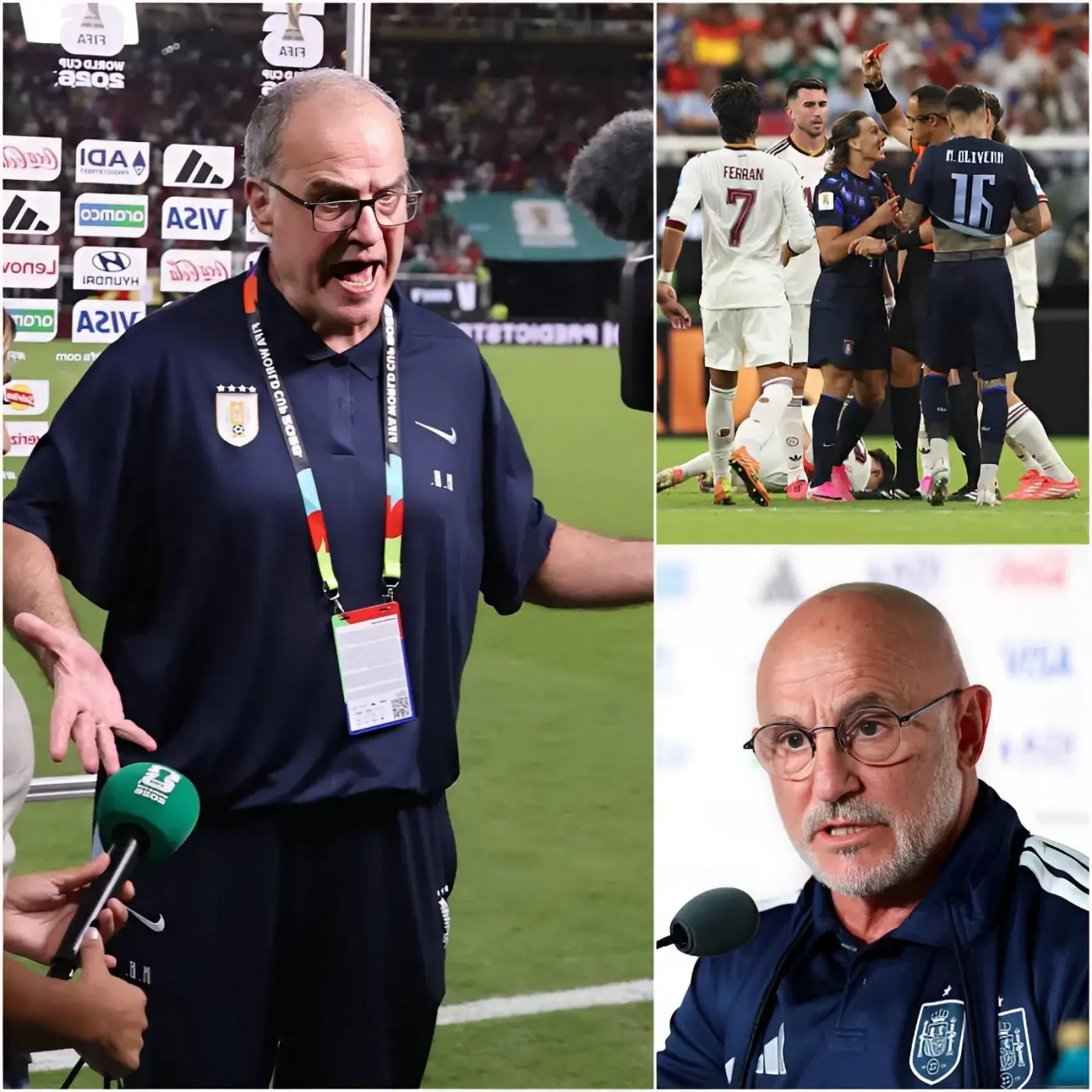 Cover Image for 🚨ÚLTIMA HORA: “¡EL ÁRBITRO NOS ROBÓ LA VICTORIA!” El seleccionador uruguayo, Marcelo Bielsa, estaba furioso tras la derrota por 1-0 ante España. Criticó duramente al árbitro Ismail Elfath, alegando que varias decisiones cruciales perjudicaron seriamente a su equipo en momentos clave del partido.