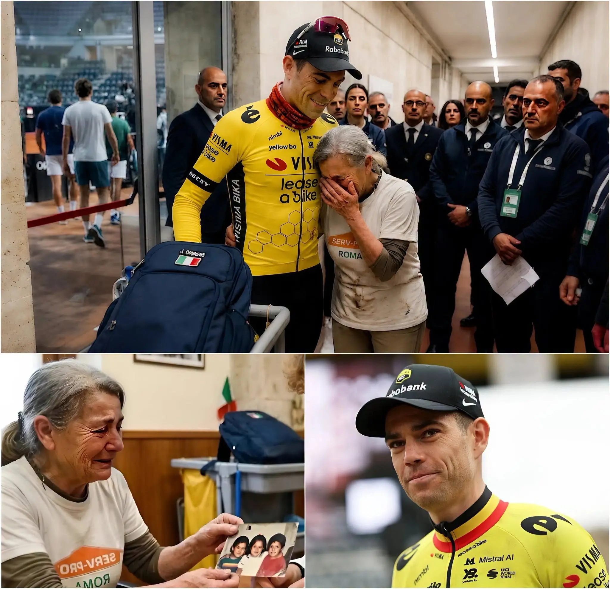 Cover Image for 🚨Wout van Aert redde in stilte de hoop van een 68-jarige schoonmaakster die op de rand van wanhoop stond nadat ze was ontslagen omdat ze “te oud en te traag” werd bevonden.