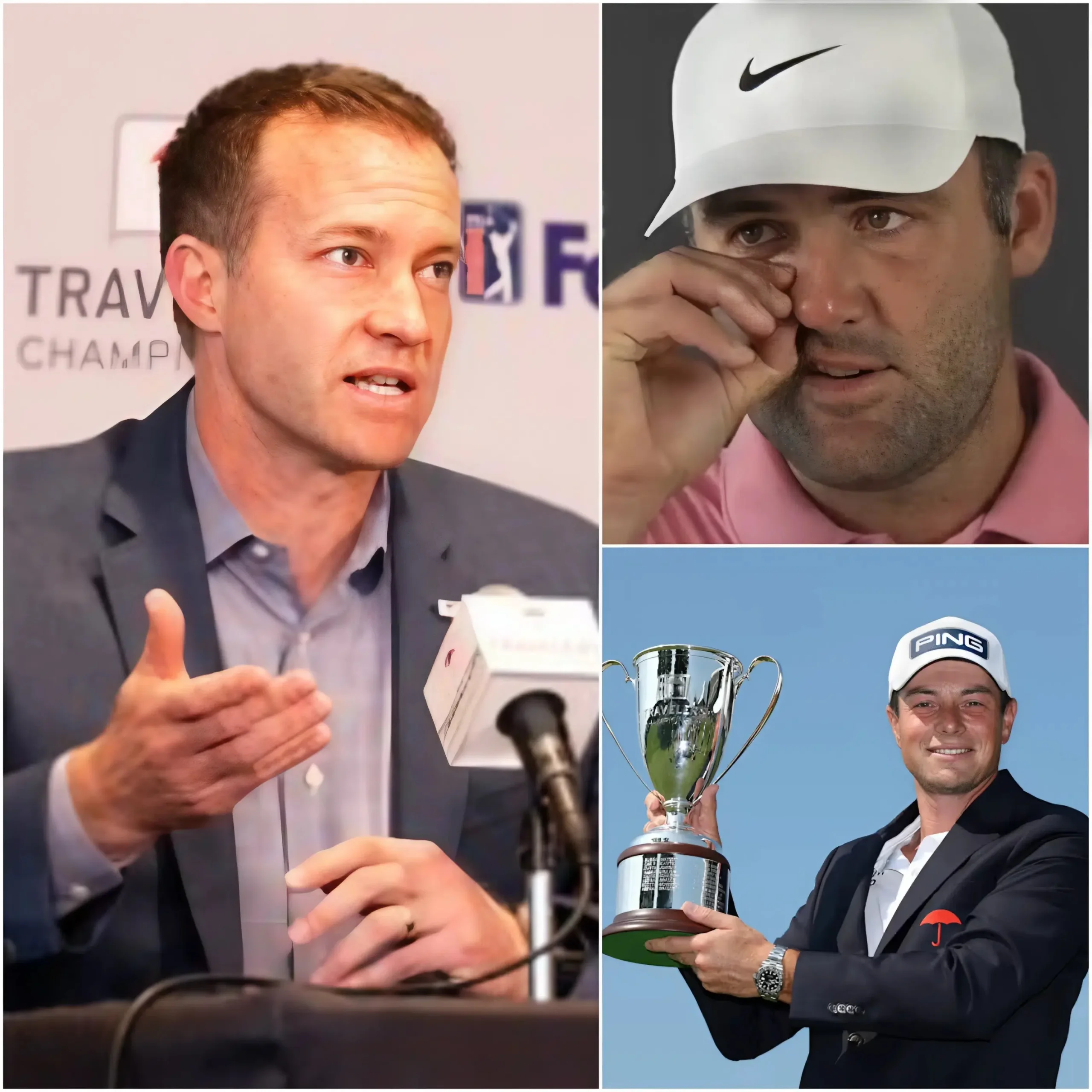 Cover Image for ⛳🔥 BREAKING: Following Scottie Scheffler’s allegation that Viktor Hovland cheated during the playoff, Travelers Championship organizers convened a meeting to review the entire match and the evidence presented by Scheffler. Tournament Director Nathan Grube has addressed the outcome of the review…