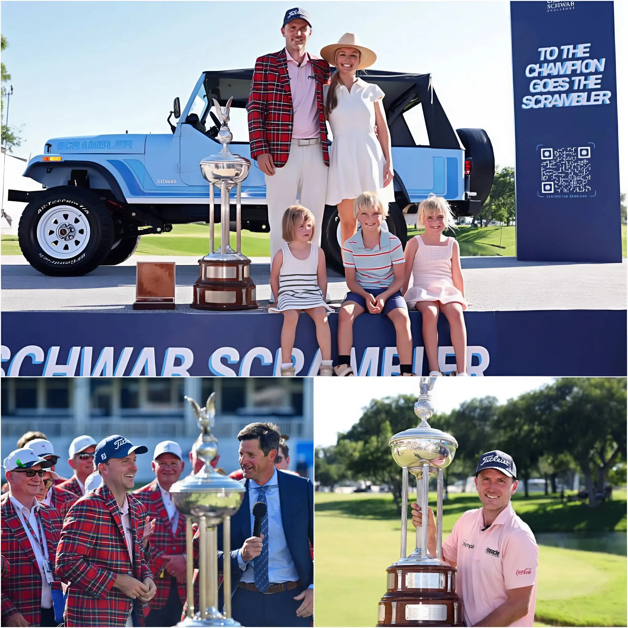 Cover Image for GOOD NEWS DOUBLES THE JOY 💖 “WE’RE HAVING A BABY!” Just hours after his emotional and hard-fought victory at the Charles Schwab Challenge, Russell Henley stunned the golf world with the happiest announcement of all: he and his wife, Teil Duncan, are expecting their fourth child.