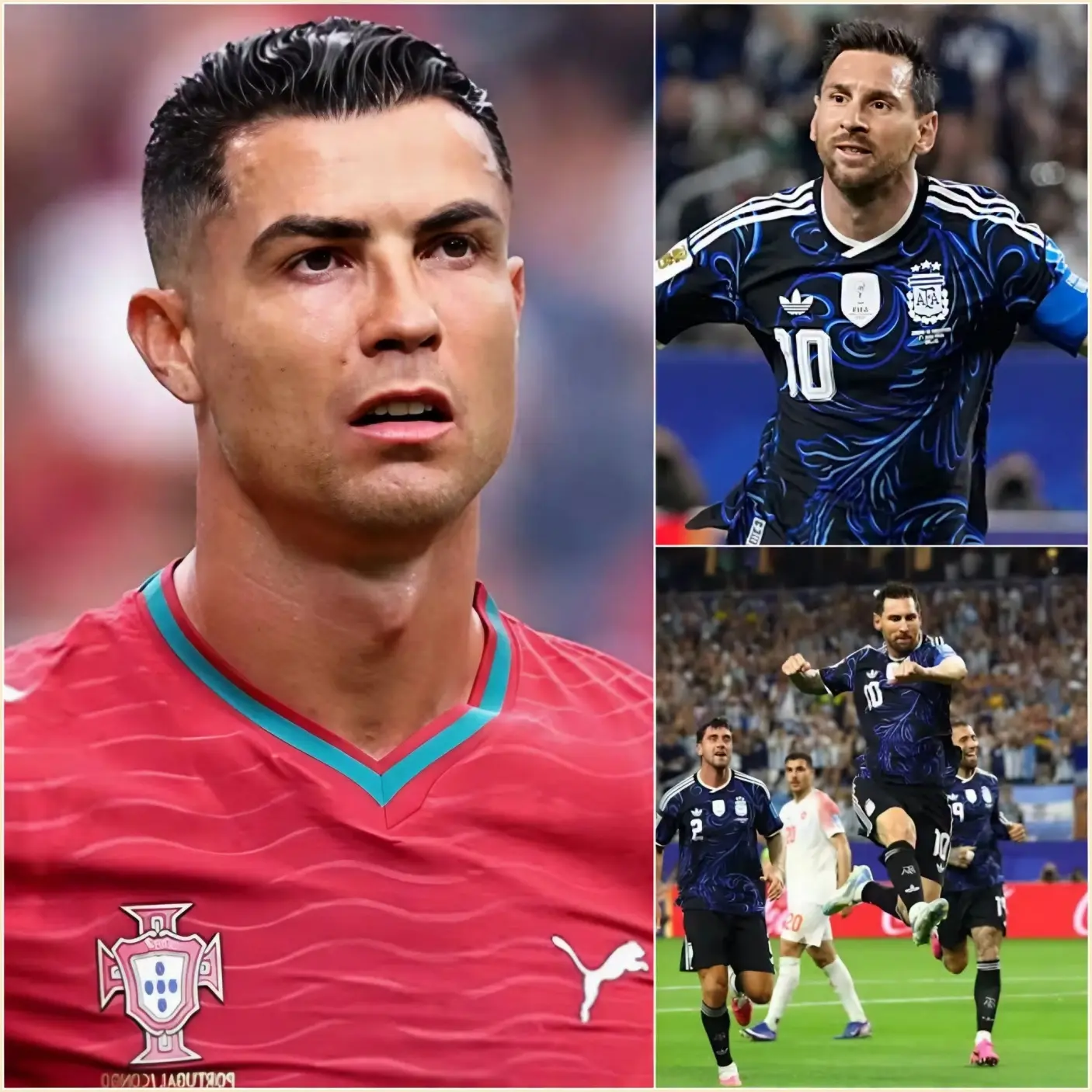 Cover Image for IMPACTANTE: “¡Solo brilla gracias al árbitro y a los rivales débiles!” — Se dice que Cristiano Ronaldo criticó sarcásticamente a Lionel Messi tras su destacada actuación contra Jordania.