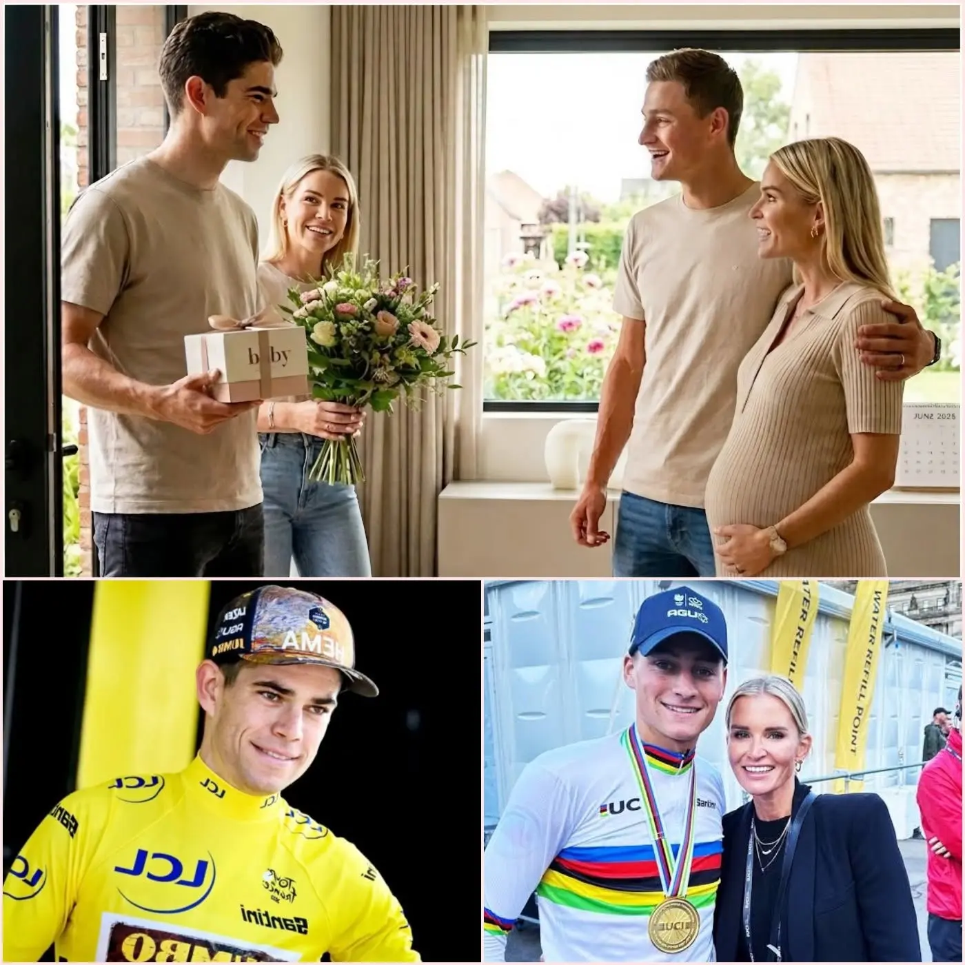 Cover Image for 💐 “ALLEEN OP DE WEG KAN HET EEN STRIJD ZIJN… MAAR DEZE BABY VERDIENT IETS BIJZONDERS.” — Wout van Aert heeft in het geheim felicitaties en een speciaal cadeau gestuurd naar Mathieu van der Poel en Roxanne Bertels nadat hij hoorde dat de partner van Van der Poel zwanger is van hun eerste kind.
