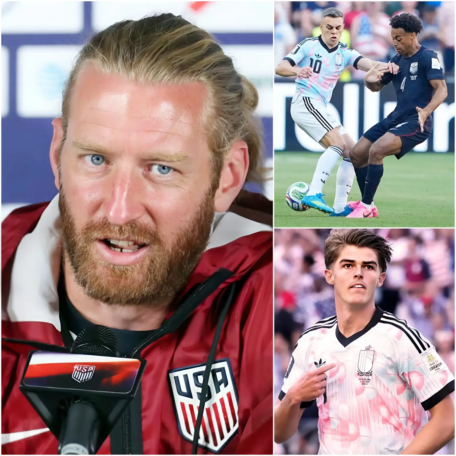 Cover Image for 😱🚨 GROTE OPHEF: “EEN STEL GOEDKOPE VALSSPELERS…” De zware 1-4 nederlaag tegen België deed de aanvoerder van de VS, Tim Ream, in woede ontsteken. Tijdens de persconferentie na de wedstrijd richtte hij zijn pijlen rechtstreeks op de tegenstander door de Belgische spelers te beschuldigen van opzettelijk valsspelen.