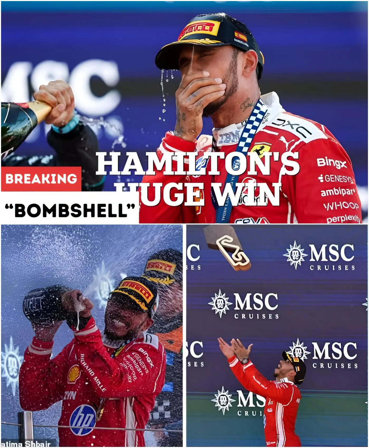 Cover Image for Lewis Hamilton conquista la prima vittoria dal suo sensazionale passaggio alla Ferrari dopo aver trionfato al Gran Premio di Barcellona 😮😲