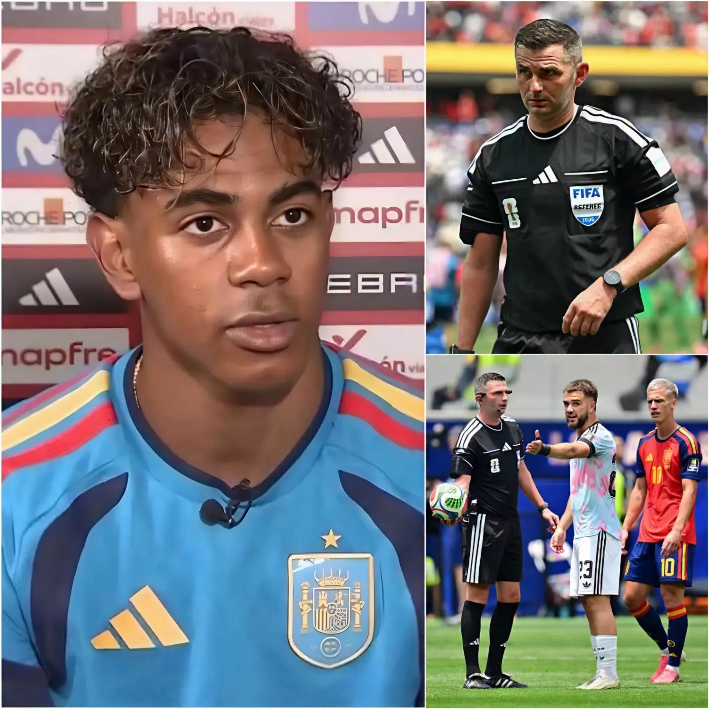 Cover Image for «¡SOLO QUIENES NO ENTIENDEN NADA DE FÚTBOL SE ATREVEN A CULPAR AL ÁRBITRO!» La estrella de la selección española, Lamine Yamal, habría generado una enorme polémica tras la victoria por 2-1 ante Bélgica en los cuartos de final del Mundial al salir públicamente en defensa del árbitro Michael Oliver